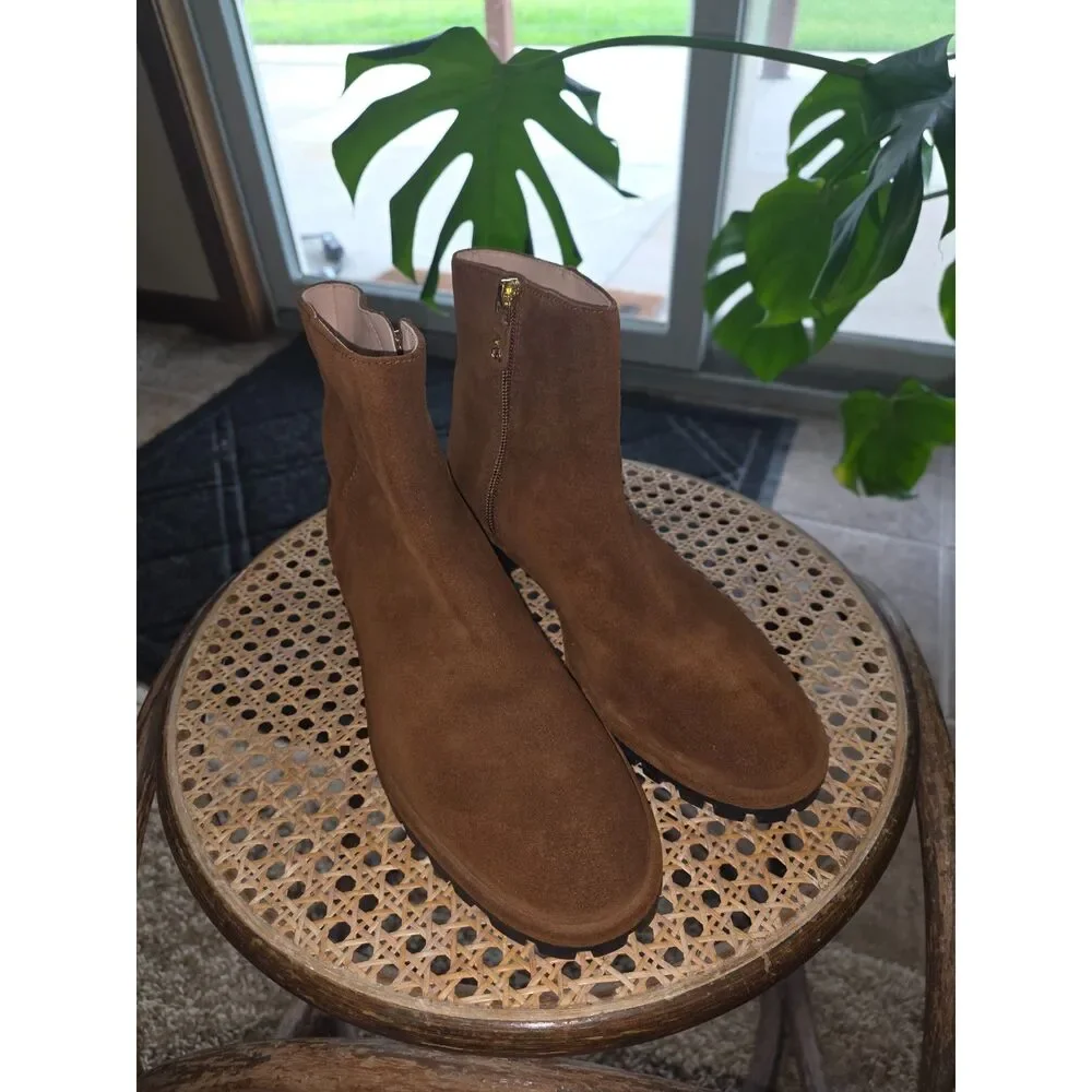 Stuart Weitzman Maelie Suede Ankle Booties Brown Lug Sole Size 8 EU 38.5‎